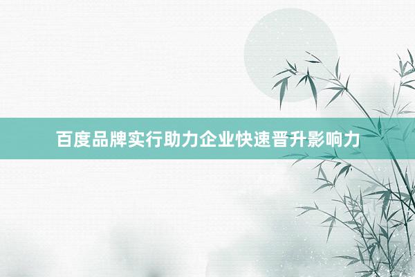 百度品牌实行助力企业快速晋升影响力